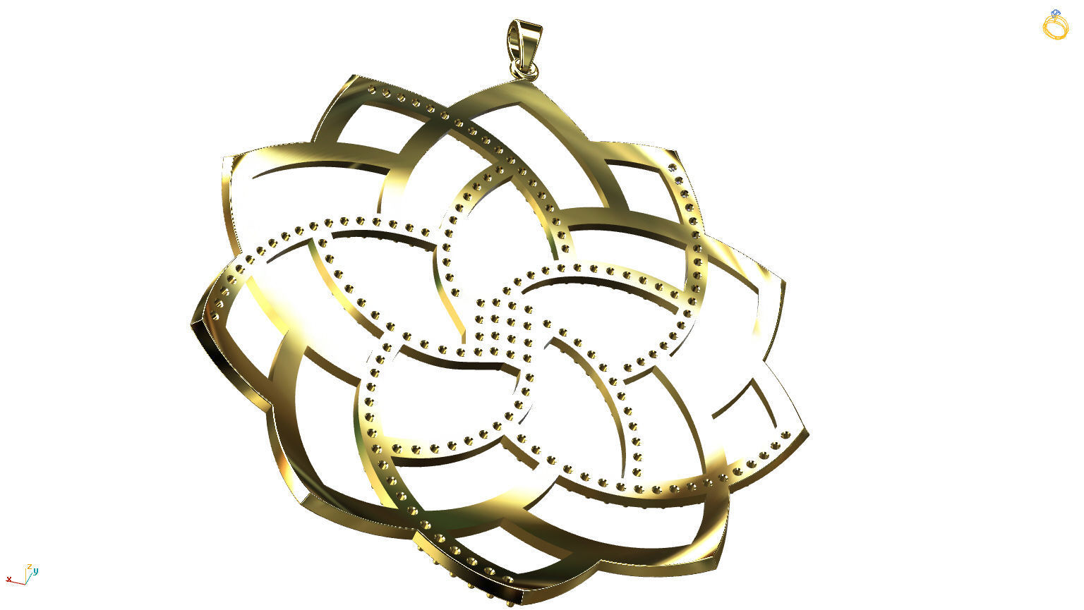 Mandala pendant studded 3D print model_4