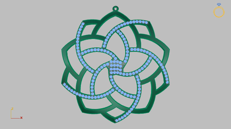 Mandala pendant studded 3D print model_13