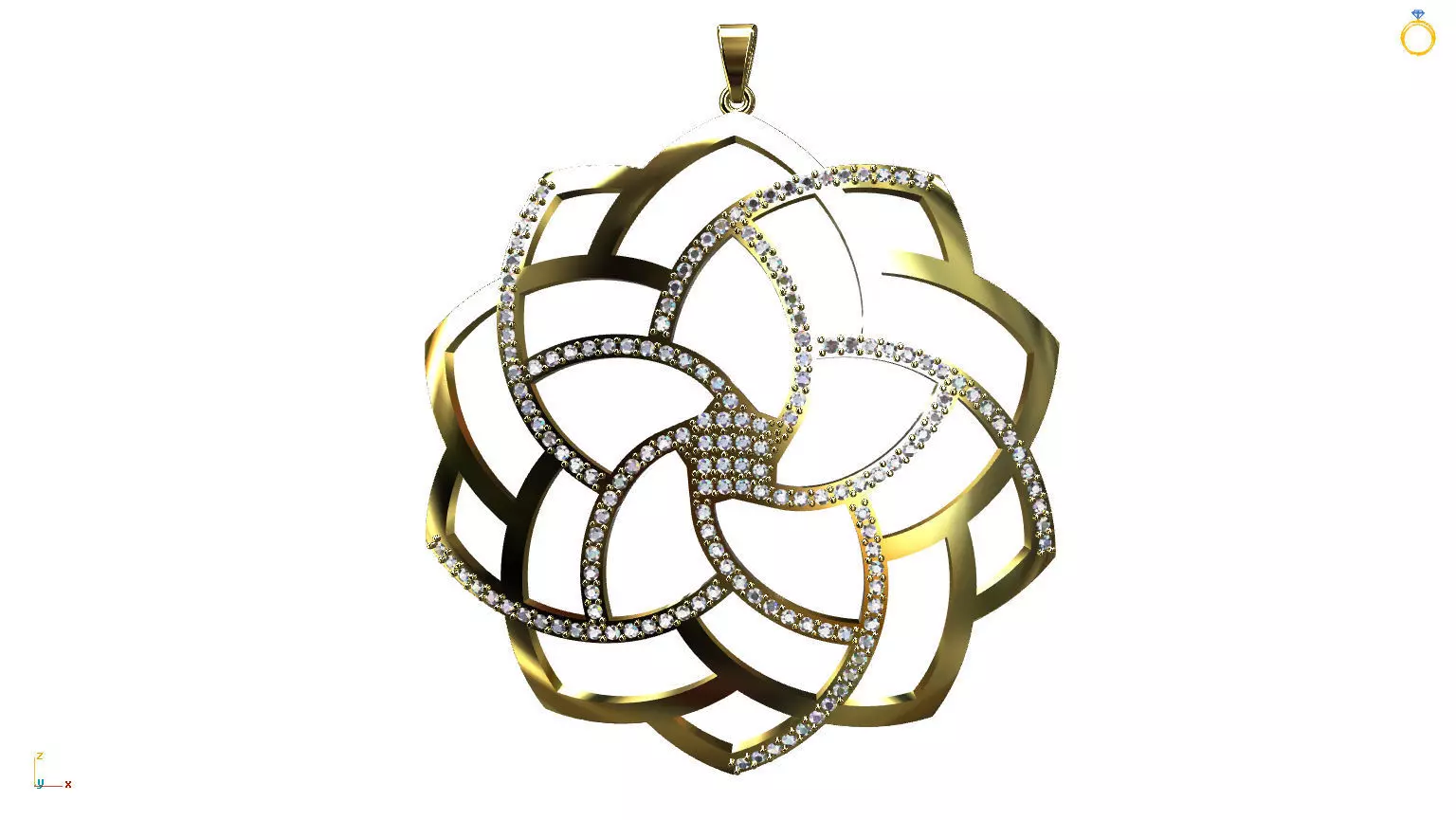Mandala pendant studded 3D print model_0