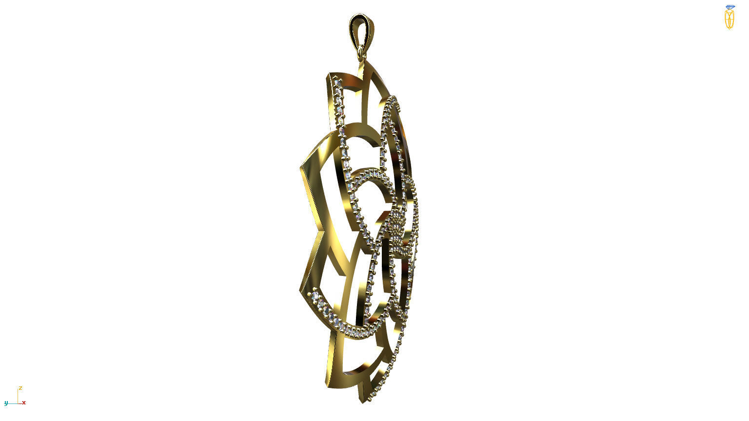 Mandala pendant studded 3D print model_2