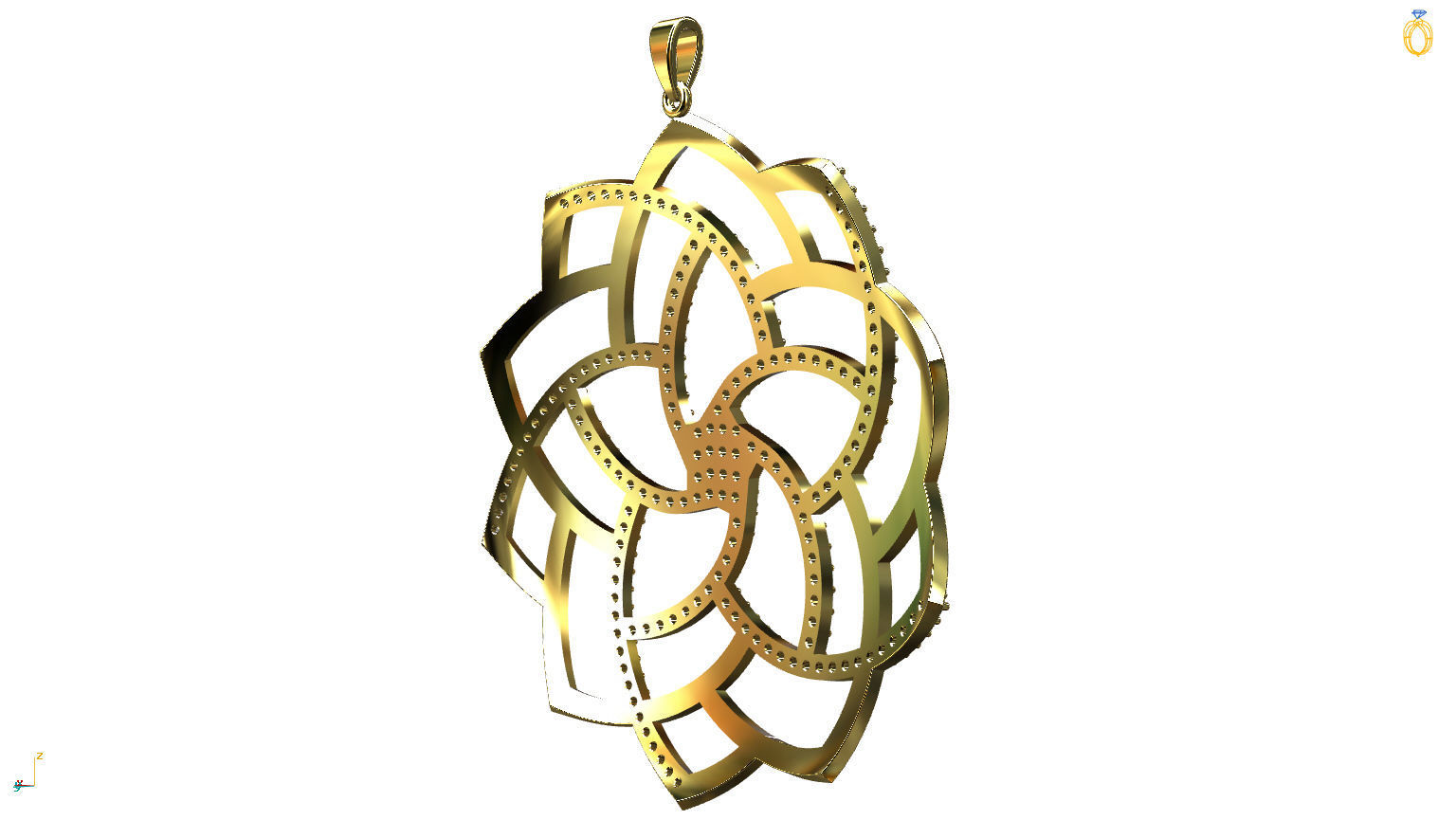 Mandala pendant studded 3D print model_5
