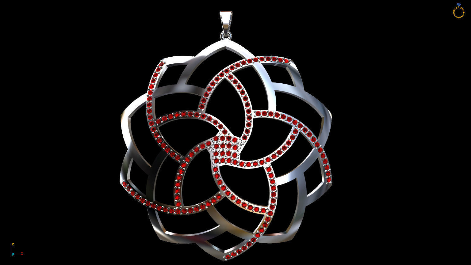 Mandala pendant studded 3D print model_7