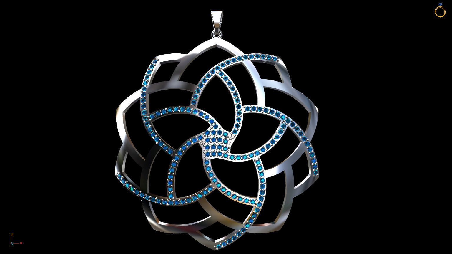 Mandala pendant studded 3D print model_6