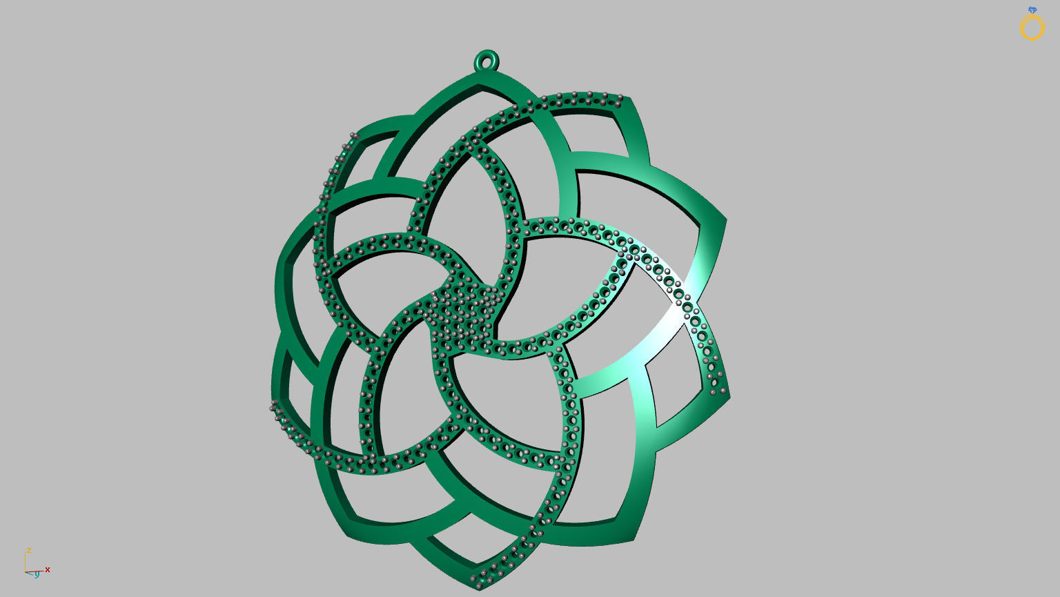 Mandala pendant studded 3D print model_9