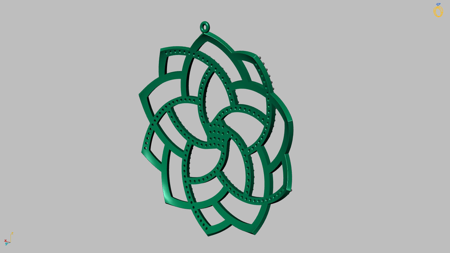 Mandala pendant studded 3D print model_11