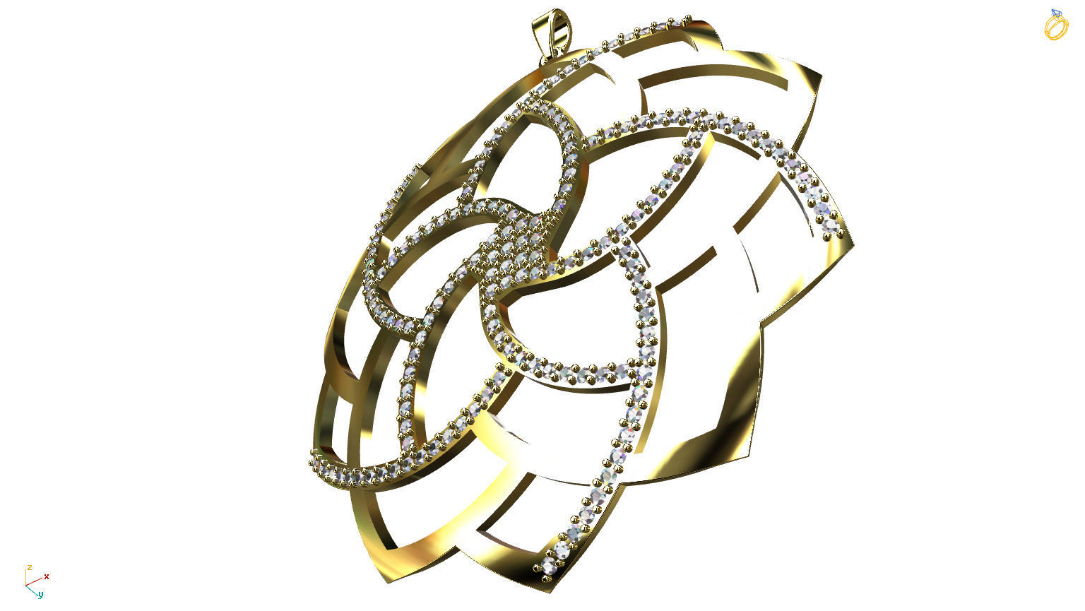 Mandala pendant studded 3D print model_3