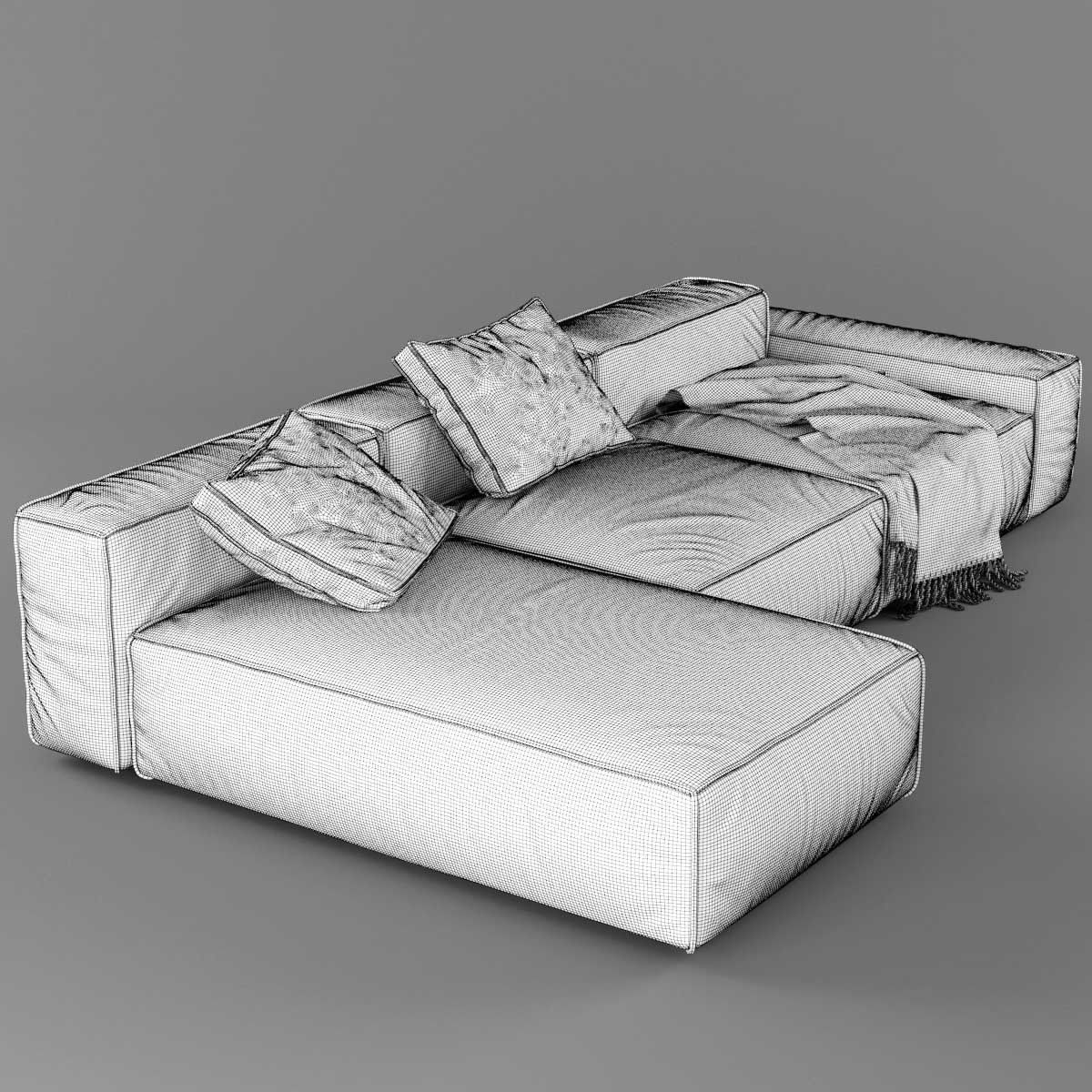 Modern Modular Corner Sofa 03 3D model_7