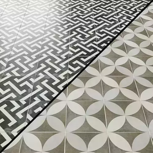 Bella Mori 9x9 Porcelain Tile White Black Encaustic