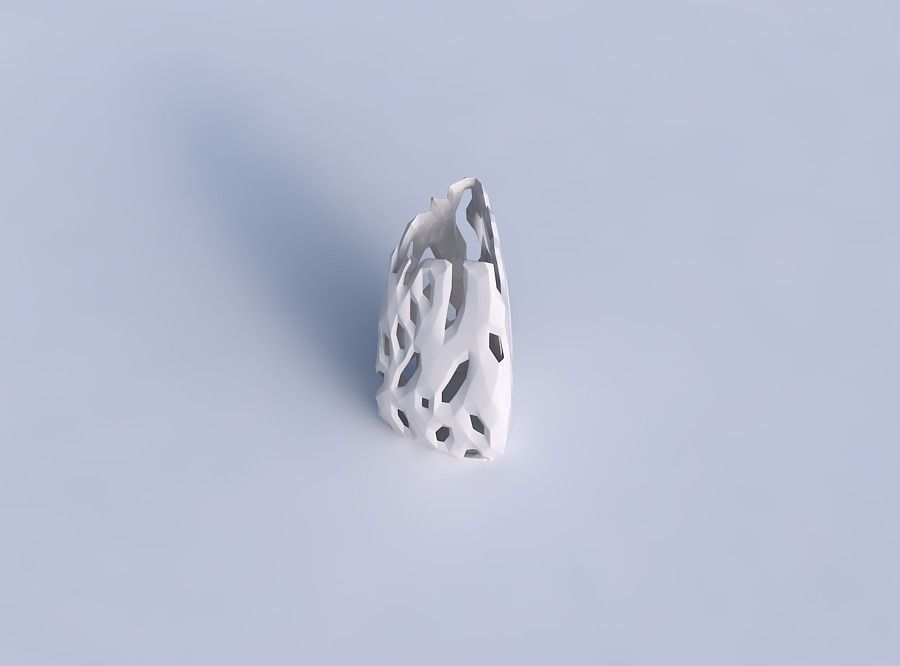 Vase curved tipping triangle with faceted cuts 3D print model_1