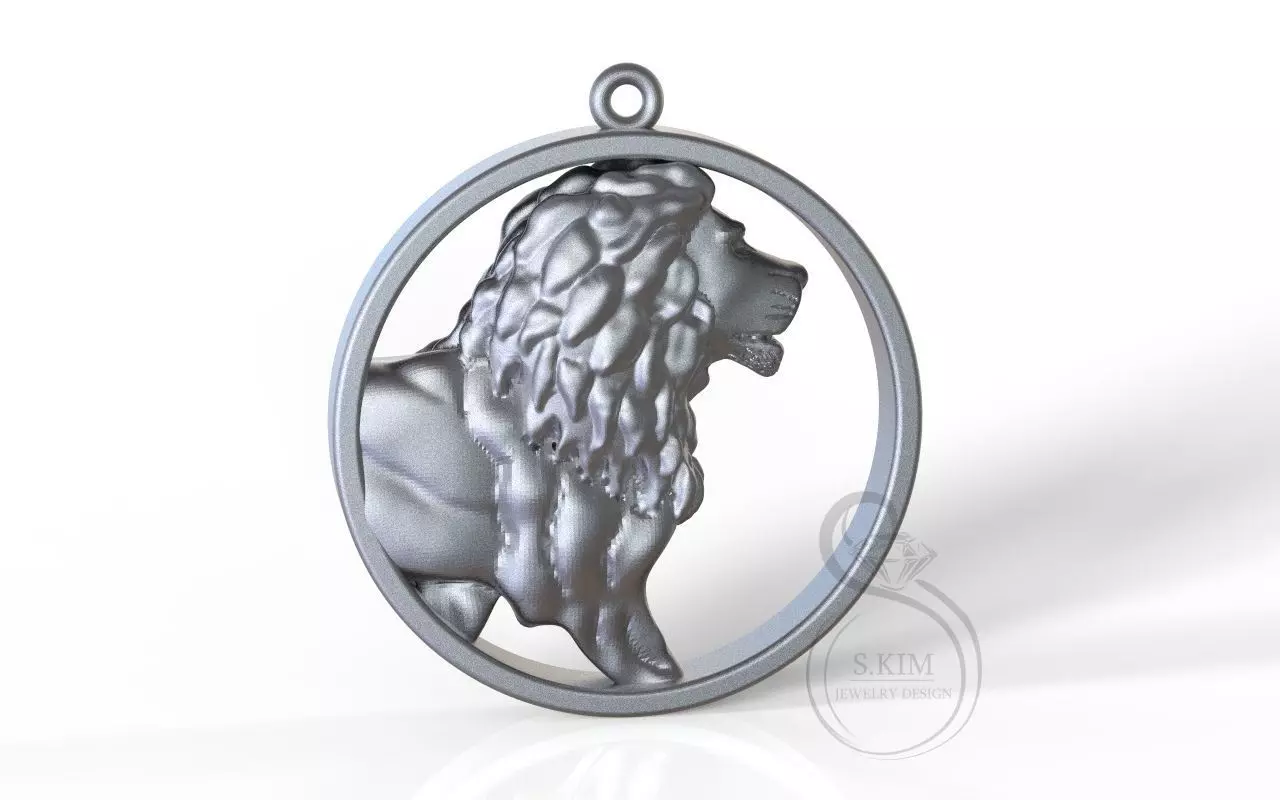 Lion in round 3D print model_1
