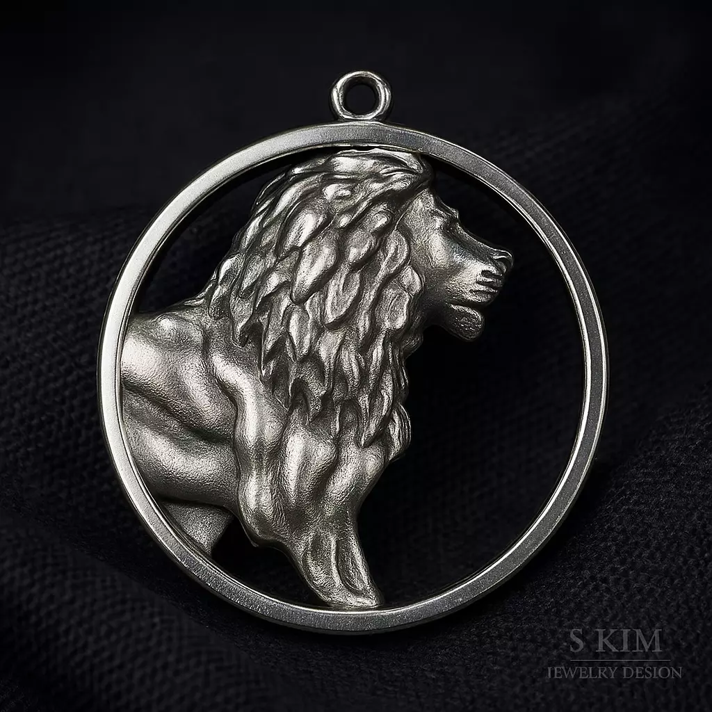 Lion in round 3D print model_0