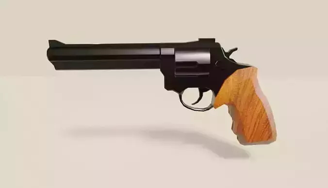 Black Revolver 44 - Wood Magnum Gun - Weapon - Arma Low-poly 3D model