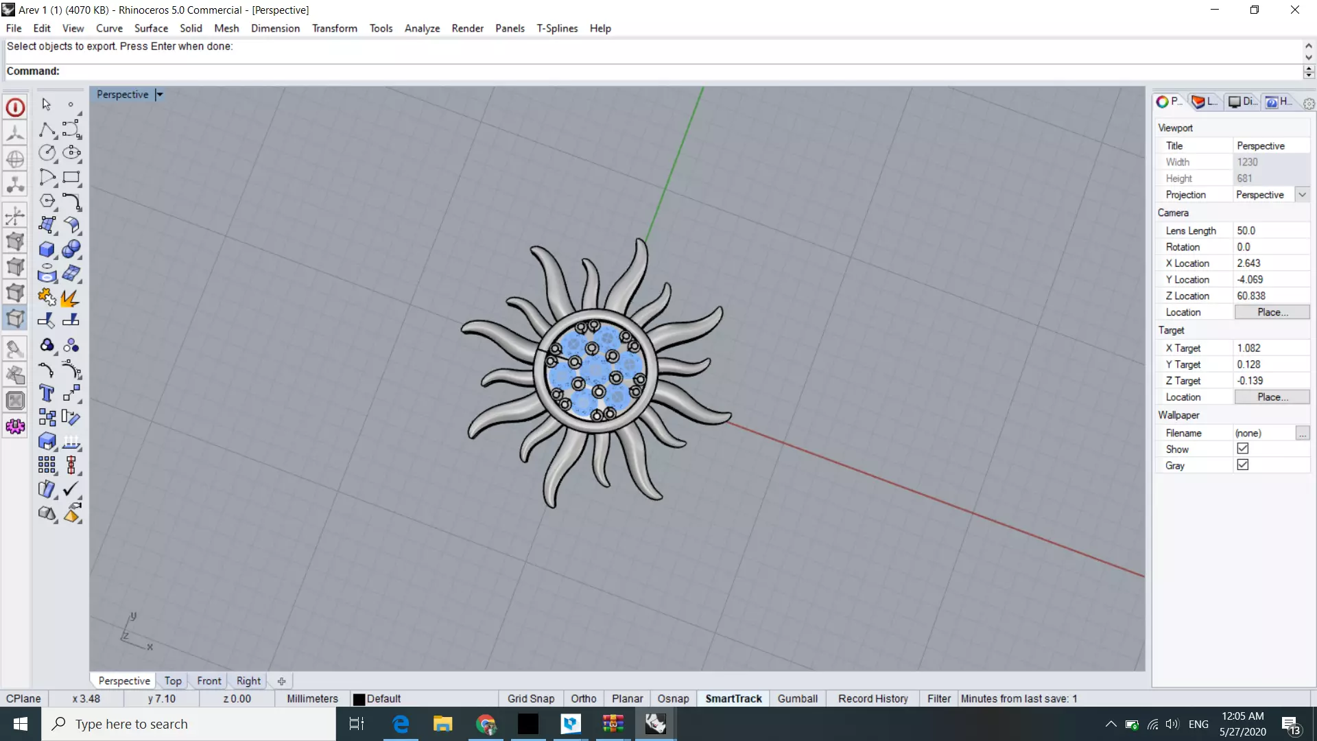 Sun Pendent Free 3D model