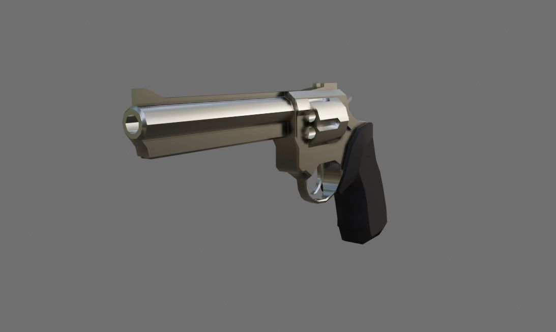 Chrome Revolver 44 - Magnum - Gun - Arma Low-poly 3D model_1