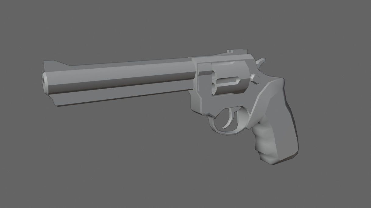 Chrome Revolver 44 - Magnum - Gun - Arma Low-poly 3D model_17