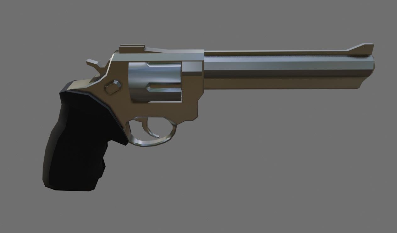 Chrome Revolver 44 - Magnum - Gun - Arma Low-poly 3D model_3