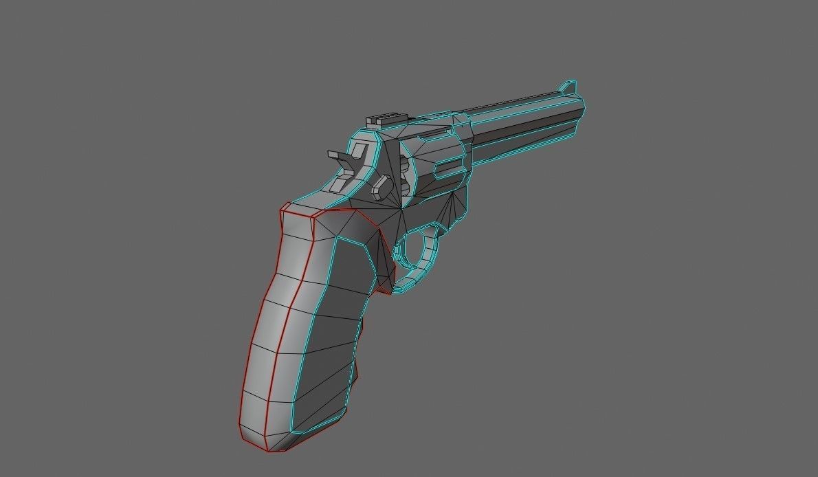 Chrome Revolver 44 - Magnum - Gun - Arma Low-poly 3D model_15