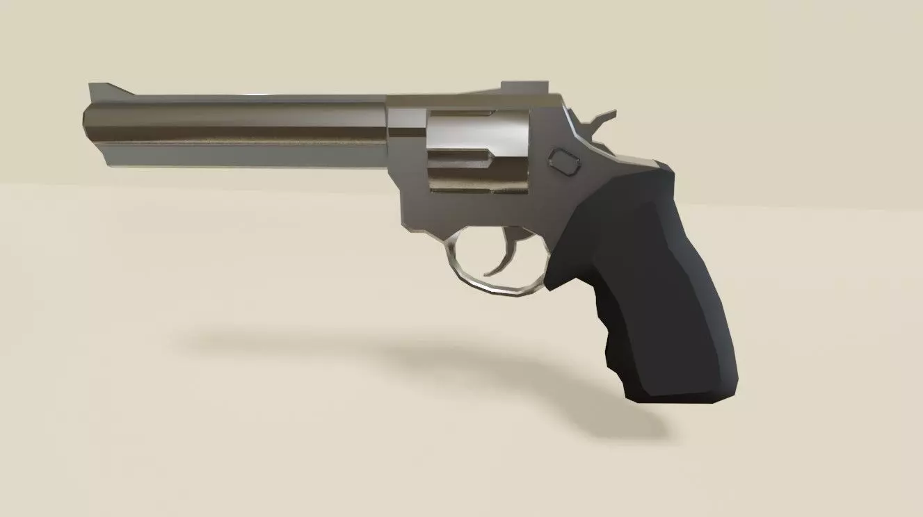 Chrome Revolver 44 - Magnum - Gun - Arma Low-poly 3D model_0