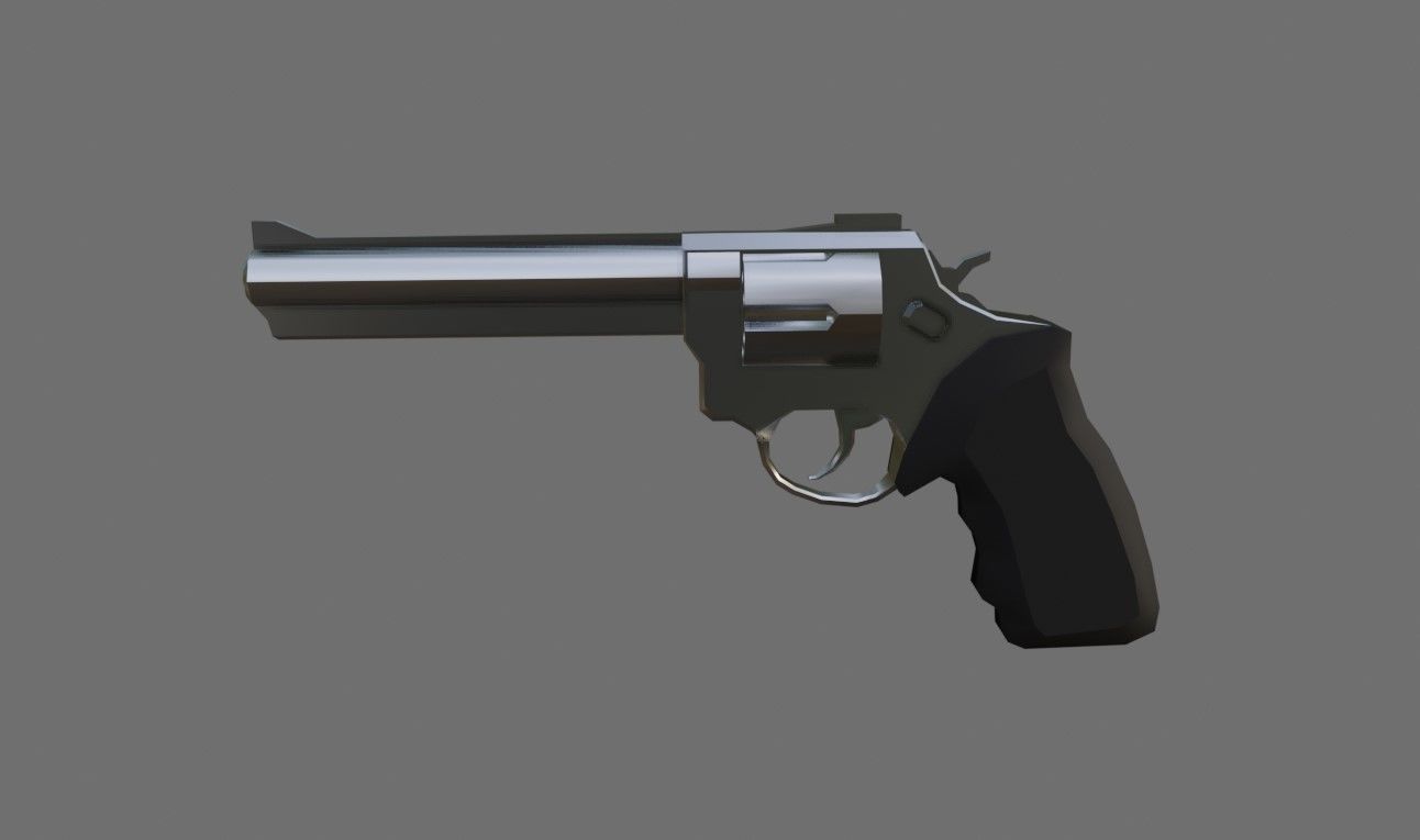 Chrome Revolver 44 - Magnum - Gun - Arma Low-poly 3D model_6