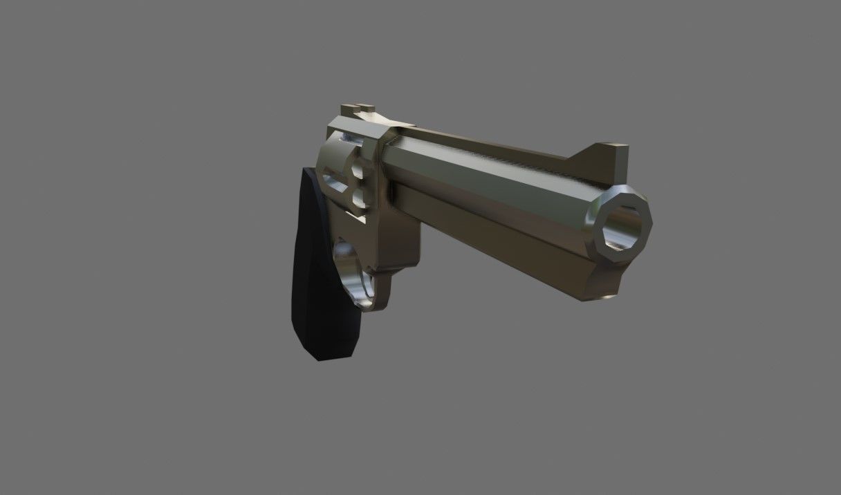 Chrome Revolver 44 - Magnum - Gun - Arma Low-poly 3D model_9
