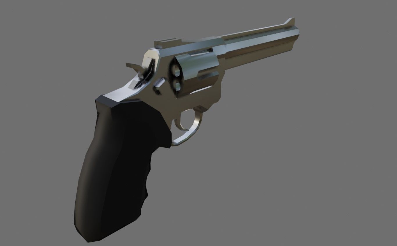 Chrome Revolver 44 - Magnum - Gun - Arma Low-poly 3D model_10
