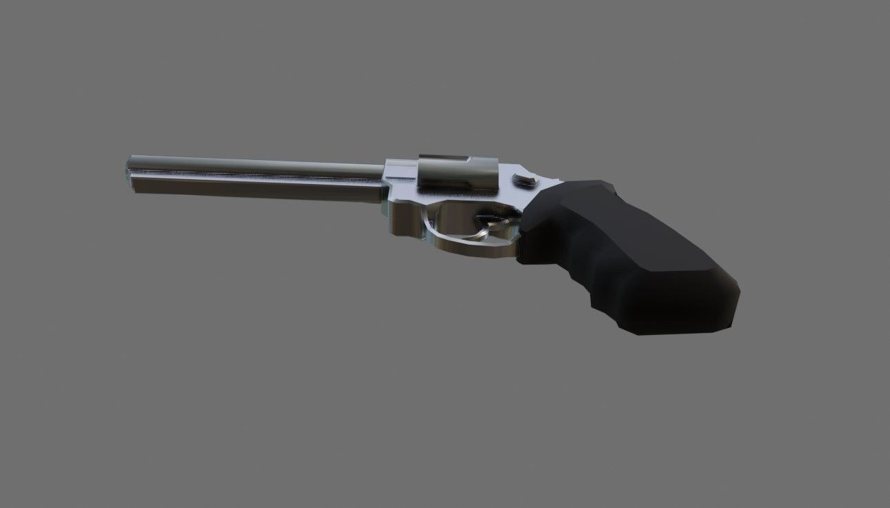 Chrome Revolver 44 - Magnum - Gun - Arma Low-poly 3D model_7