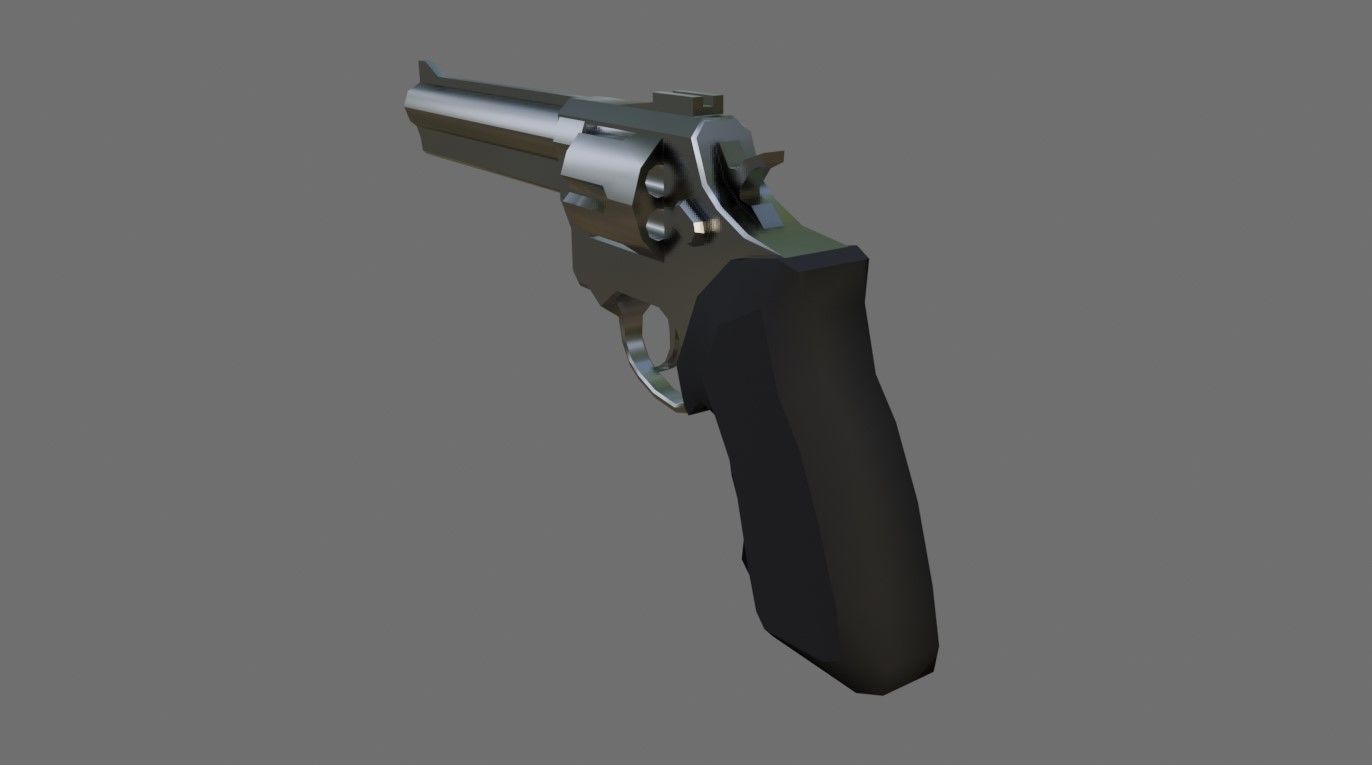 Chrome Revolver 44 - Magnum - Gun - Arma Low-poly 3D model_2