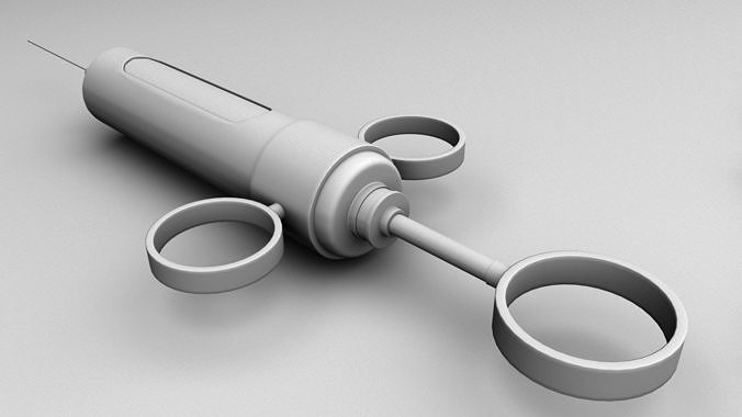 Adrenaline Syringe with needle Low-poly 3D model