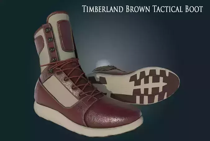 Timberland Brown Tactical Leather Boot Low-poly 3D model