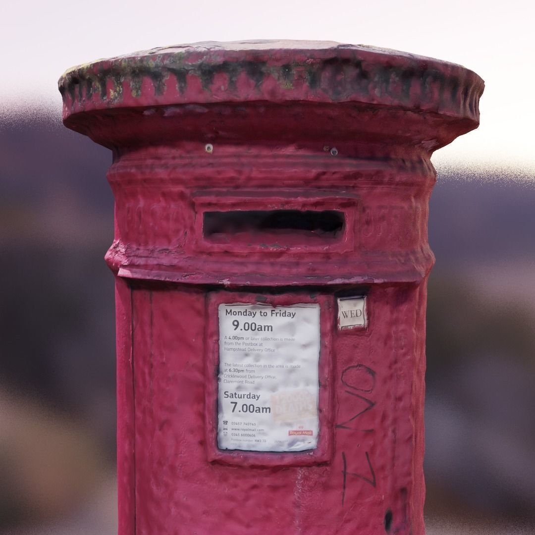 Photoscan 3D asset - London Mail Post Service Box Low-poly 3D model_5