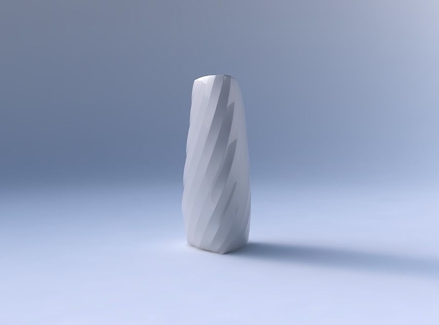 Vase curved tipping triangle with twisted bands 3D print model_4