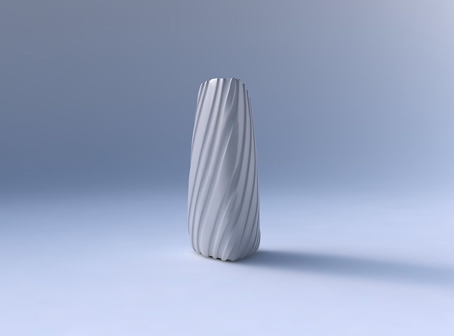 Vase curved tipping triangle with twisted smooth ribbons 3D print model_4