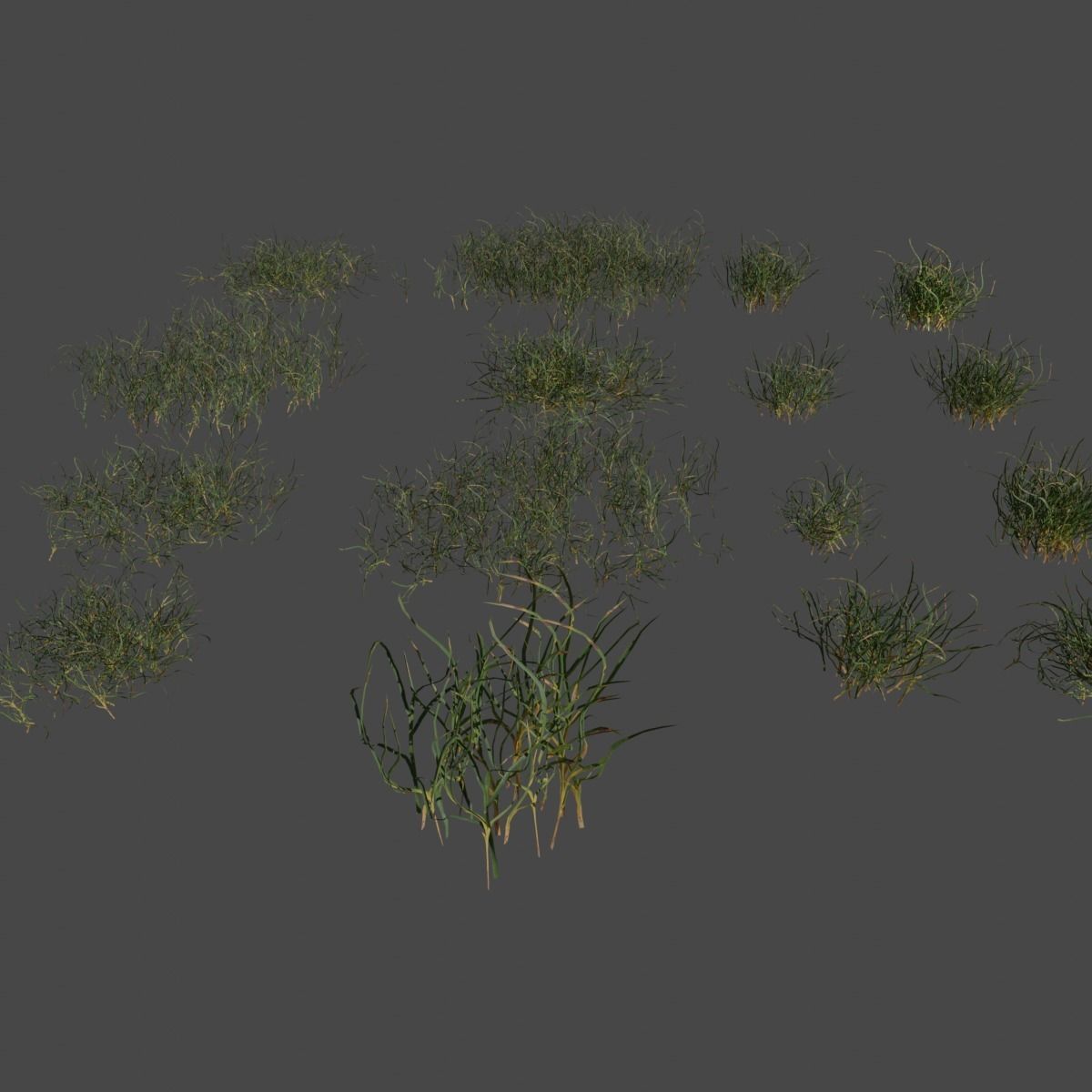 Set of 16 Hand Made Grass Packs Low-poly 3D model_7