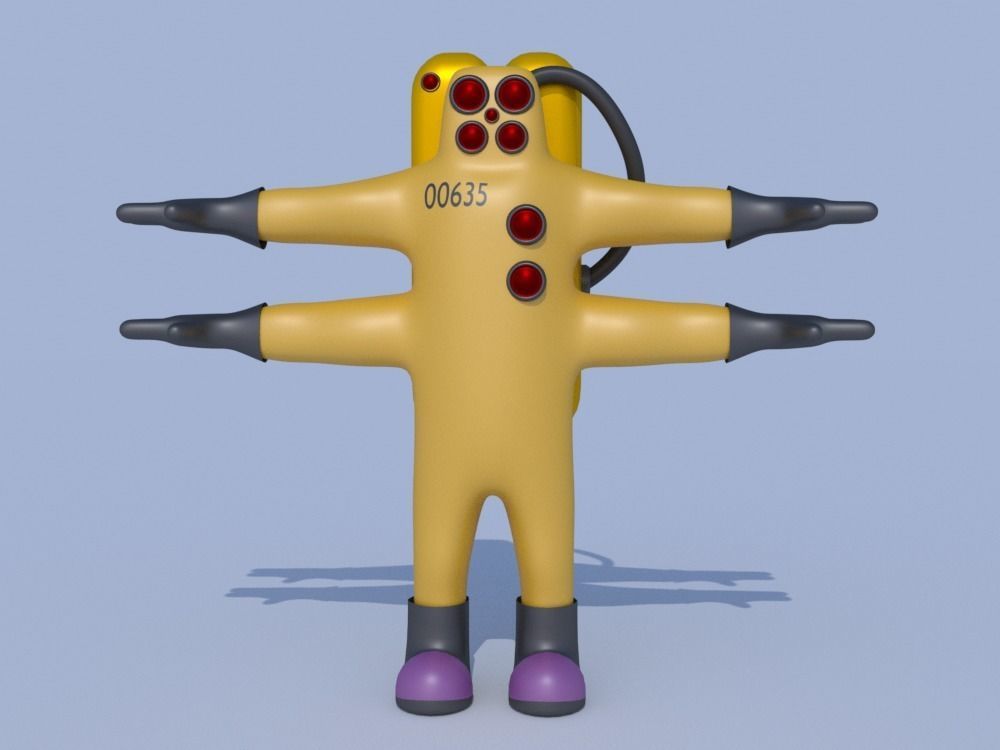 Low-Poly Monsters Inc CDA agents 3D models rigged  HAZMAT SUIT Low-poly 3D model_3