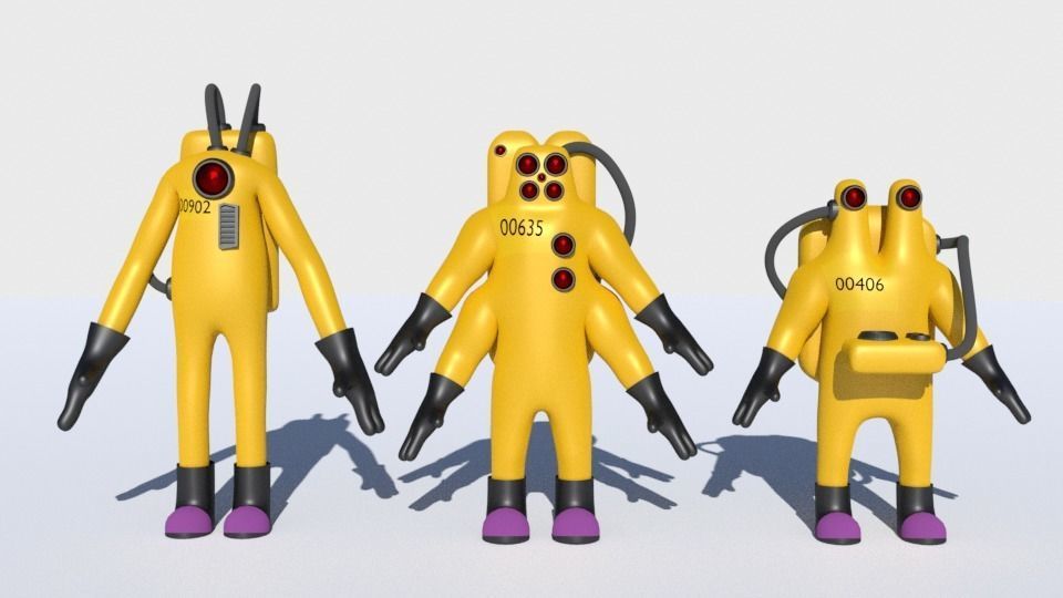 Low-Poly Monsters Inc CDA agents 3D models rigged  HAZMAT SUIT Low-poly 3D model_1