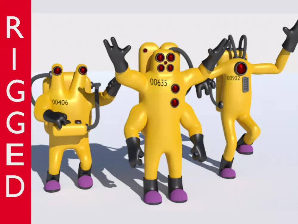Low-Poly Monsters Inc CDA agents 3D models rigged  HAZMAT SUIT Low-poly 3D model_0