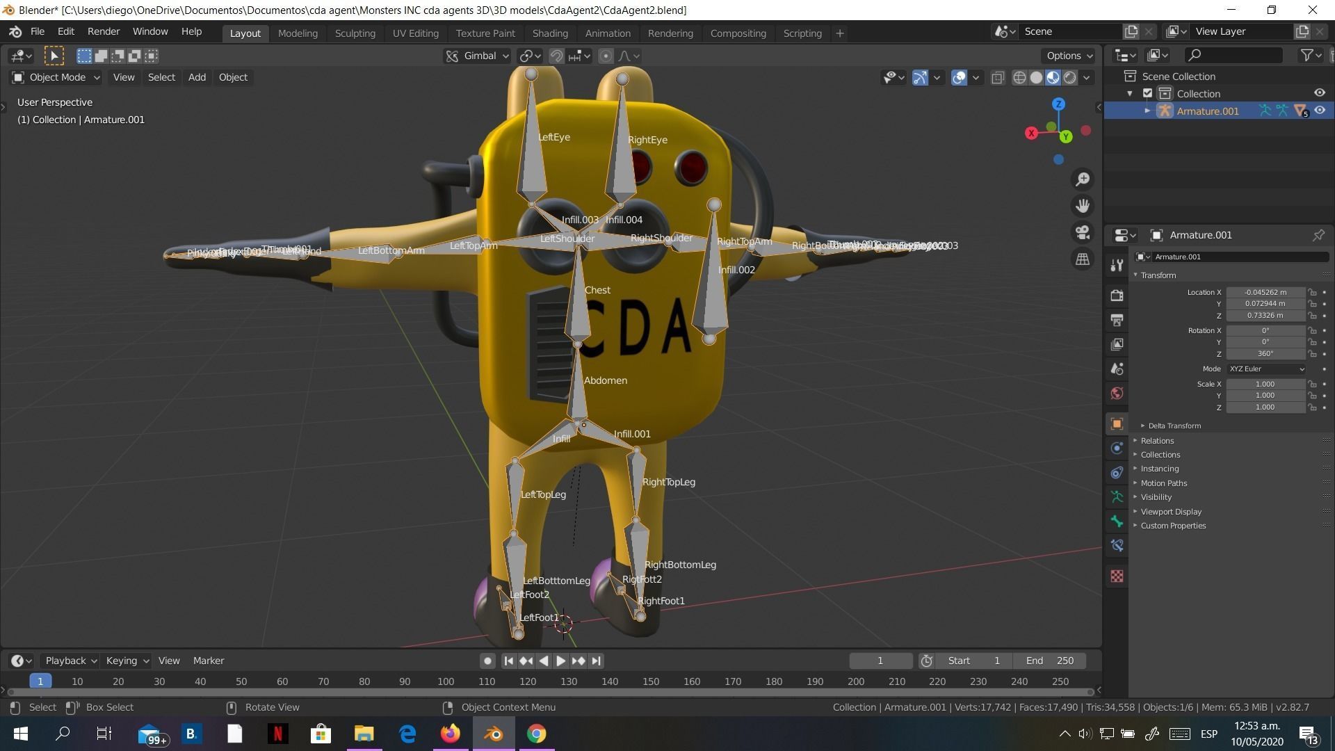 Low-Poly Monsters Inc CDA agents 3D models rigged  HAZMAT SUIT Low-poly 3D model_10
