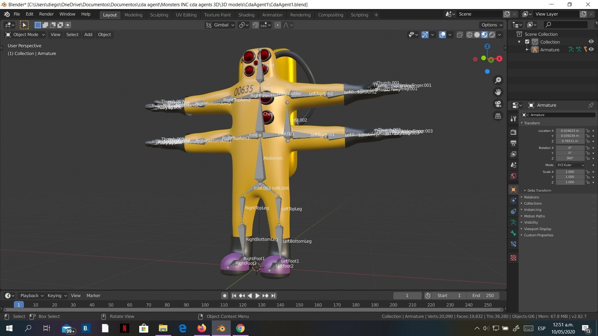 Low-Poly Monsters Inc CDA agents 3D models rigged  HAZMAT SUIT Low-poly 3D model_36
