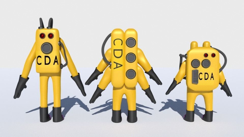 Low-Poly Monsters Inc CDA agents 3D models rigged  HAZMAT SUIT Low-poly 3D model_2
