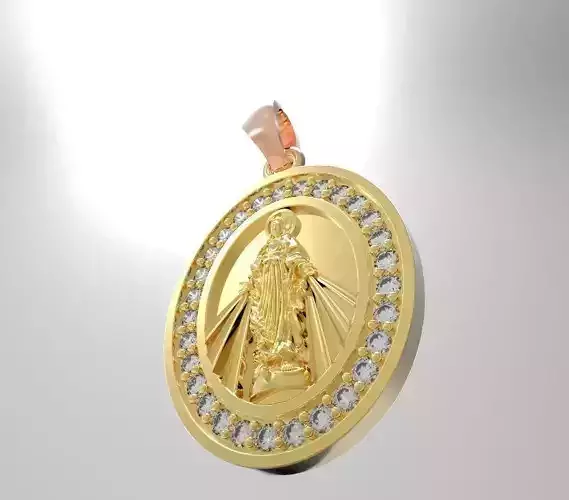 Virgin gold pendant with diamonds