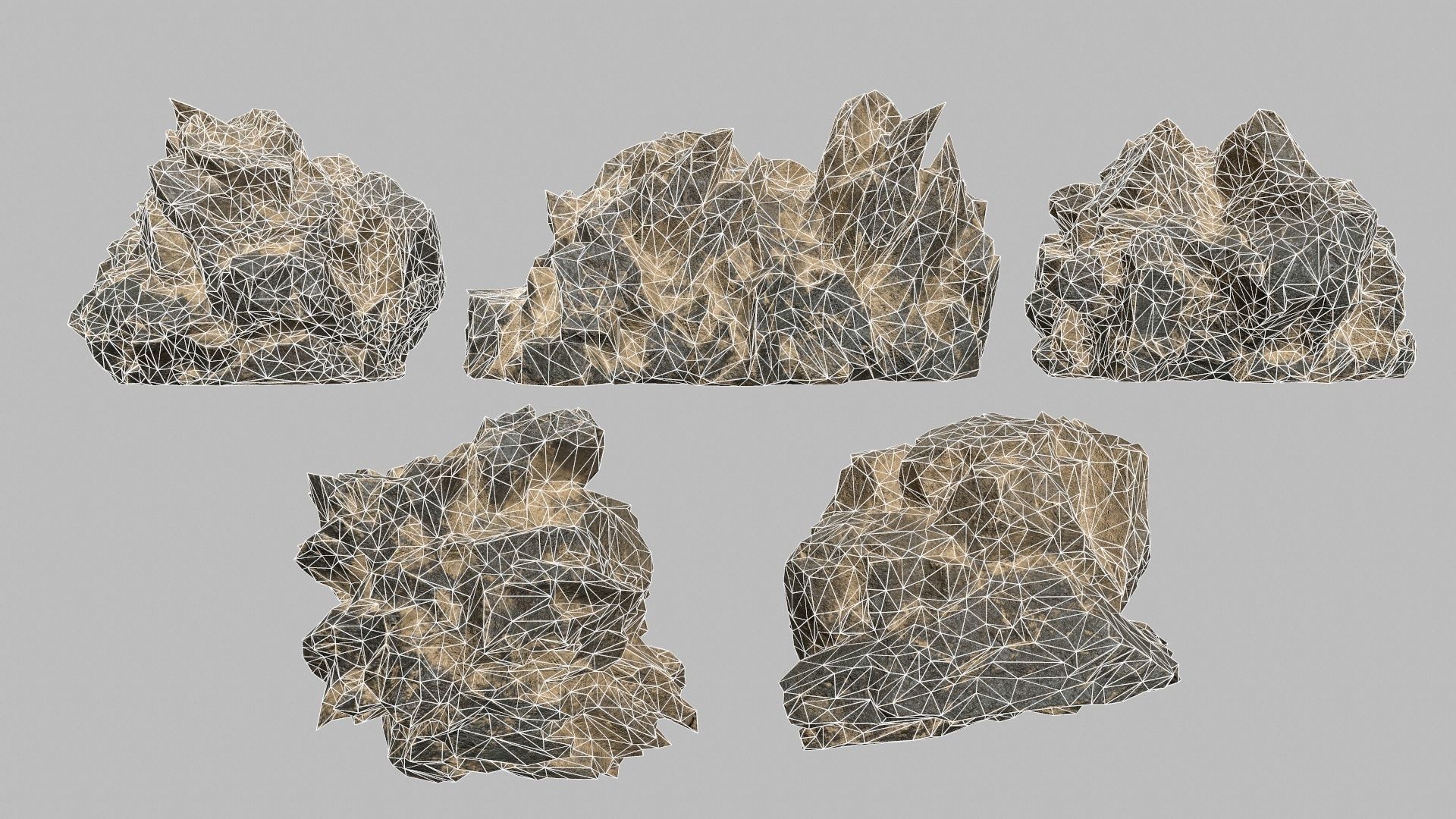 Rock Set Low-poly 3D model_1