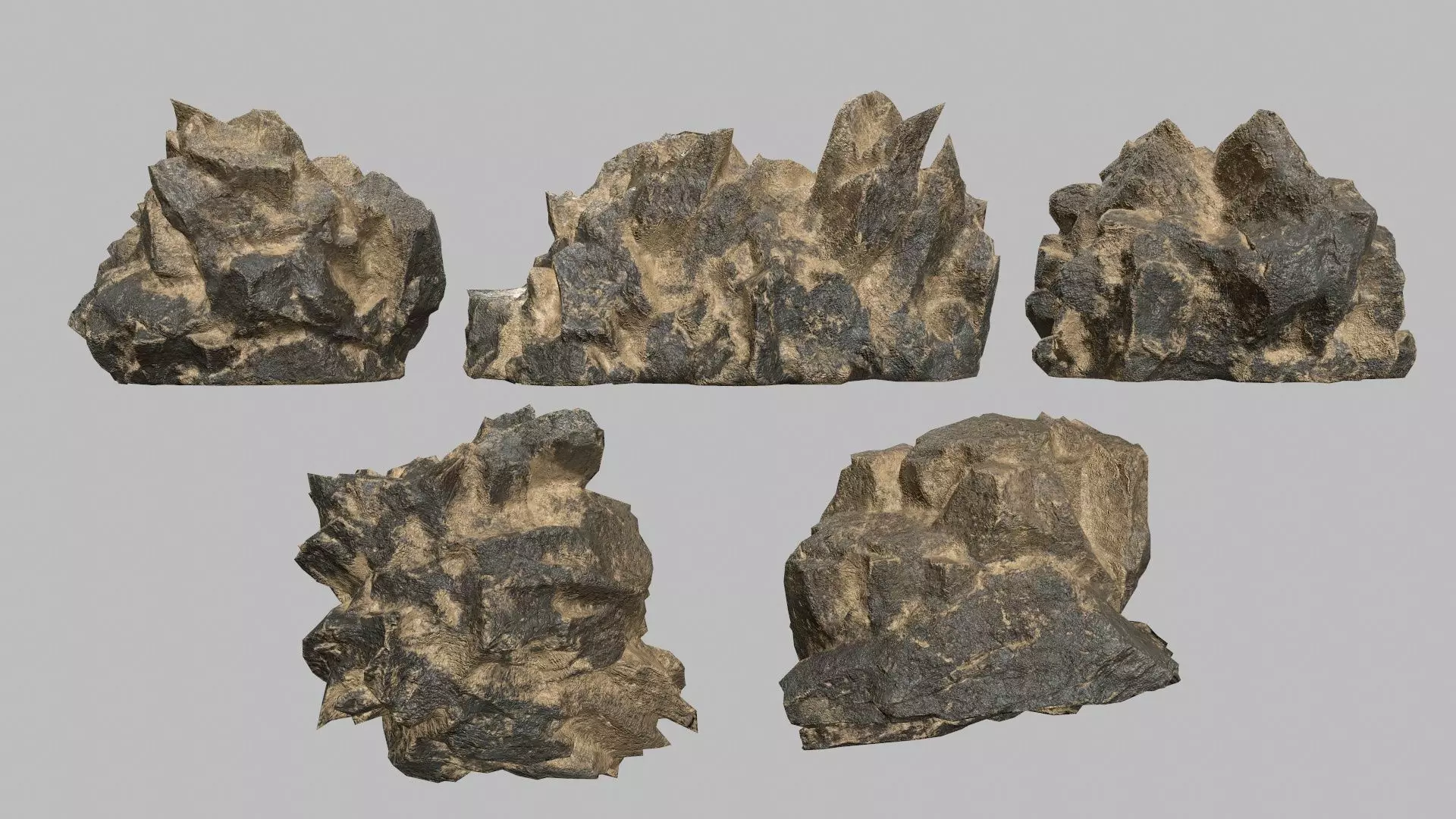 Rock Set Low-poly 3D model_0