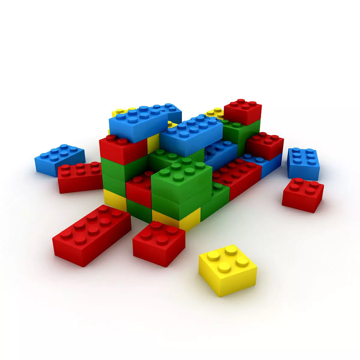 3d Lego Model pile of bricks Low-poly 3D model_0