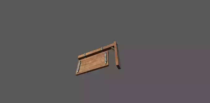 Wooden Signboard Low-poly 3D model