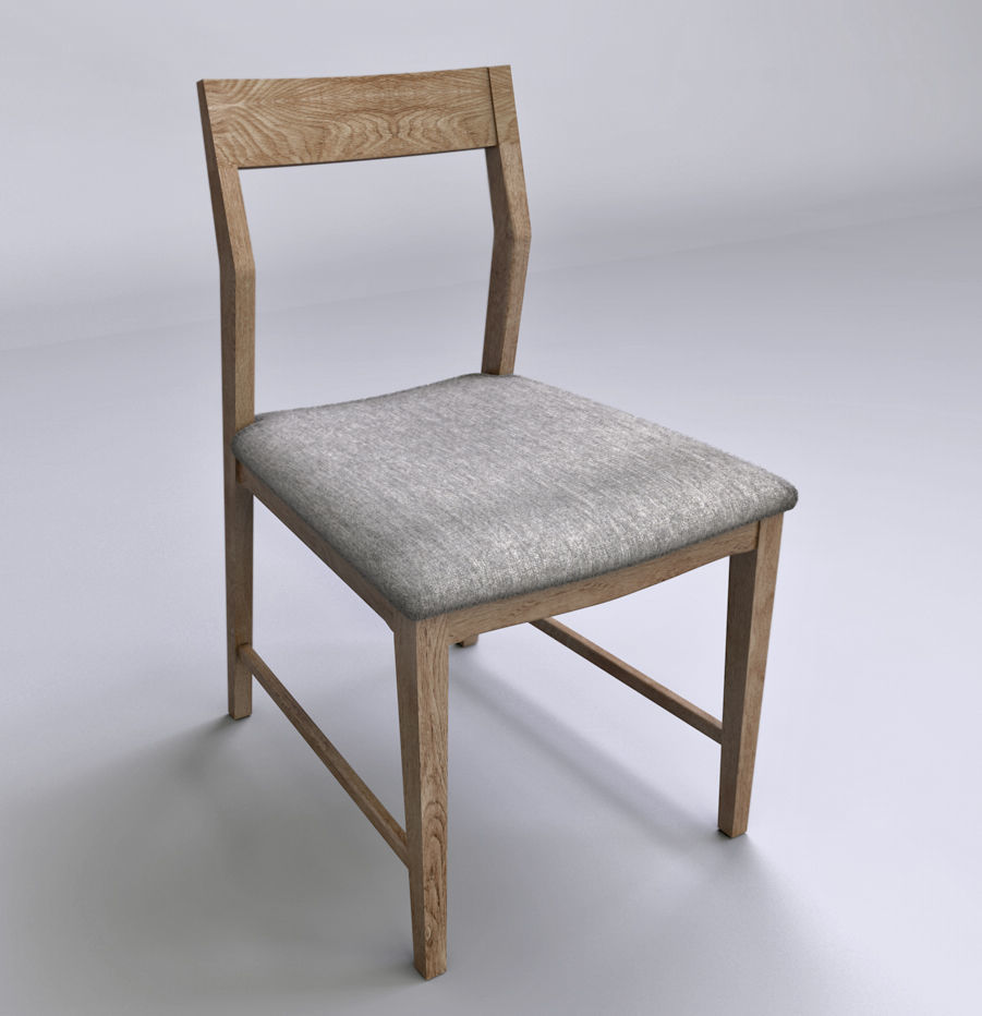kitchen Chair Wood Low-poly 3D model_1