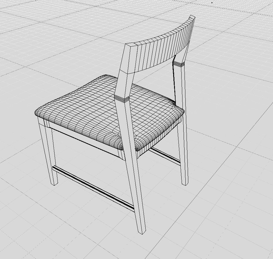 kitchen Chair Wood Low-poly 3D model_5