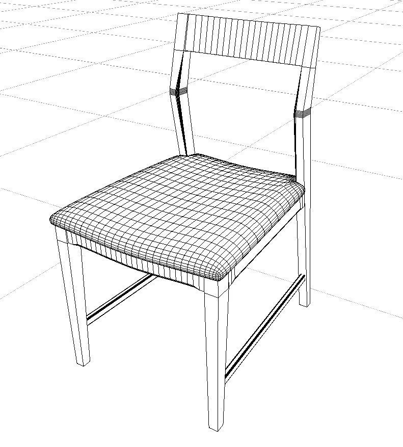 kitchen Chair Wood Low-poly 3D model_4