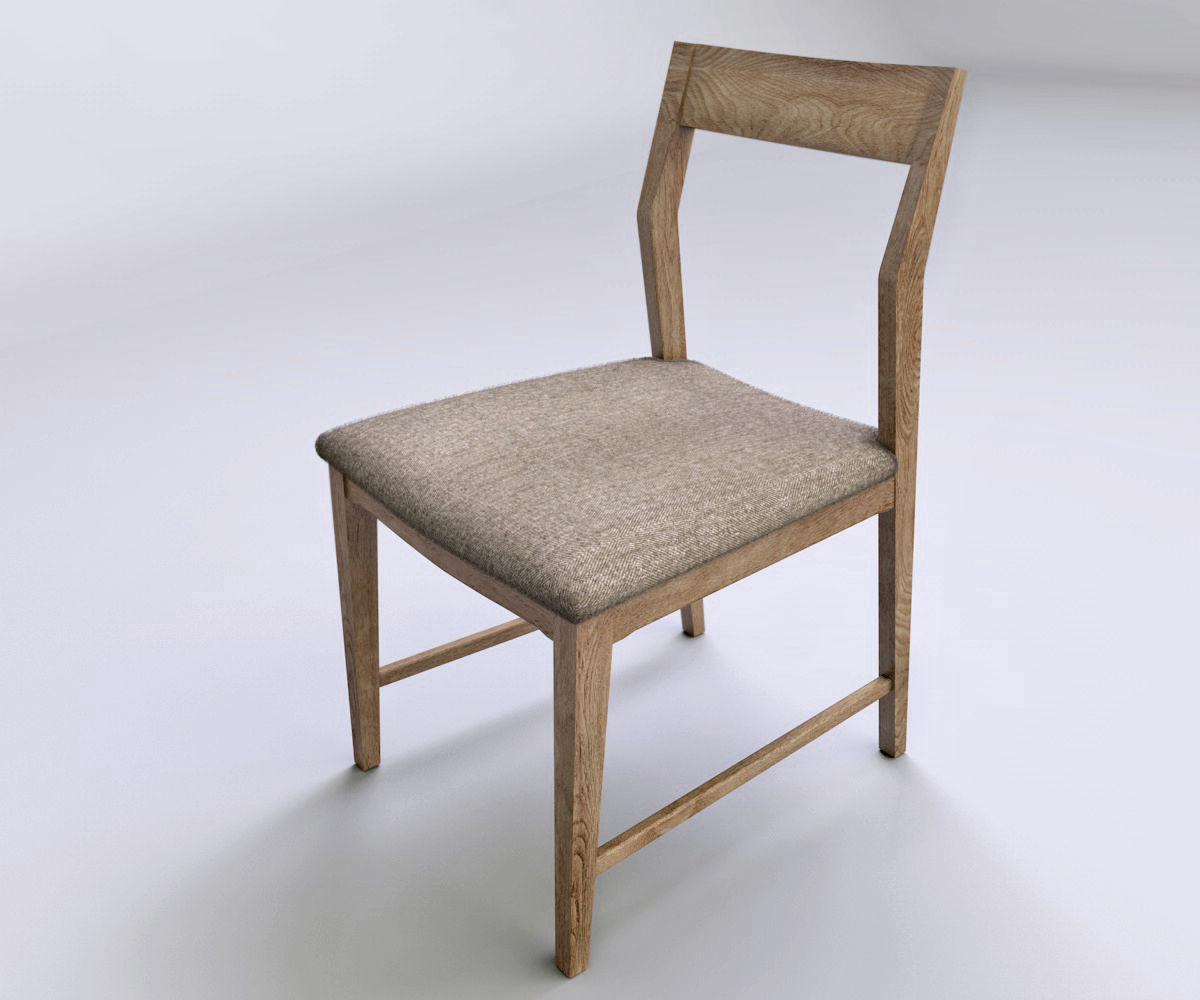 kitchen Chair Wood Low-poly 3D model_2