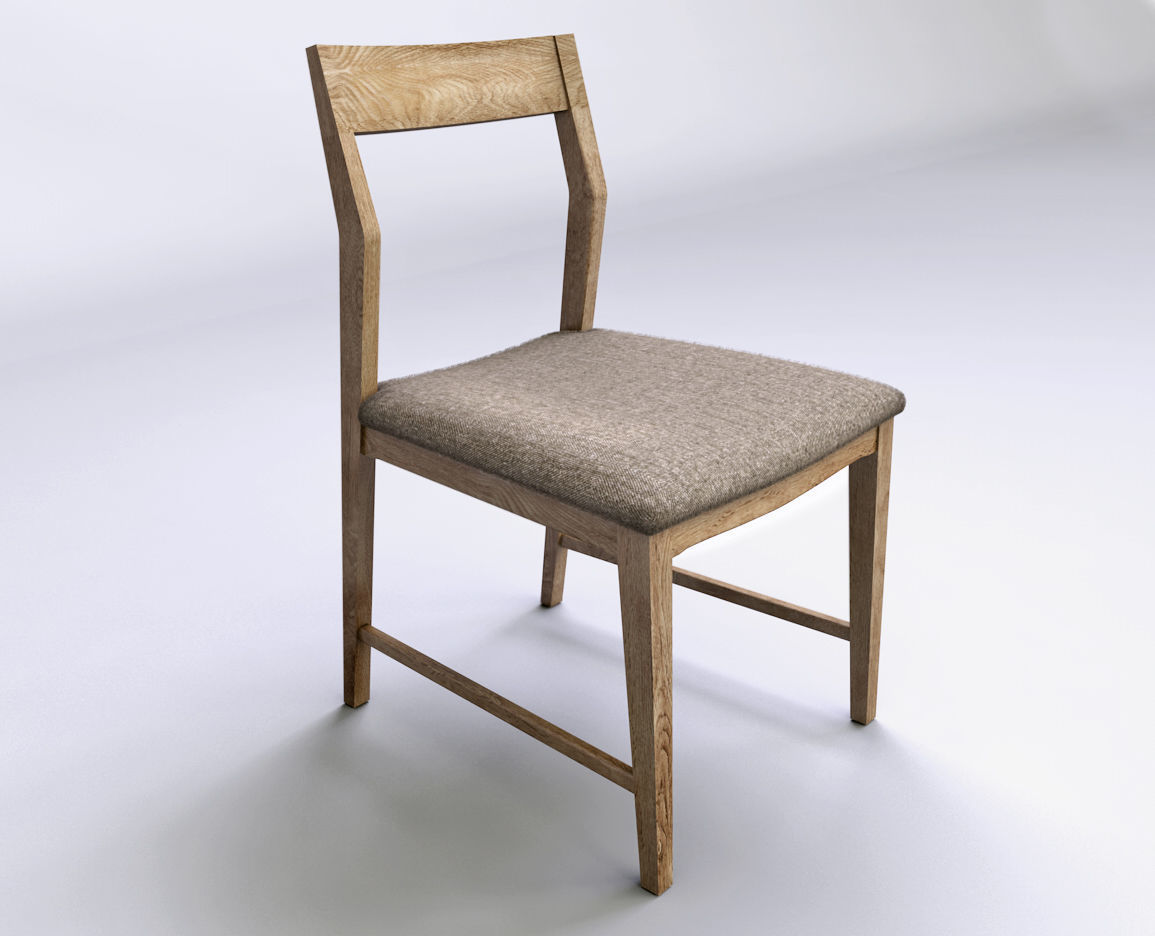 kitchen Chair Wood Low-poly 3D model_3