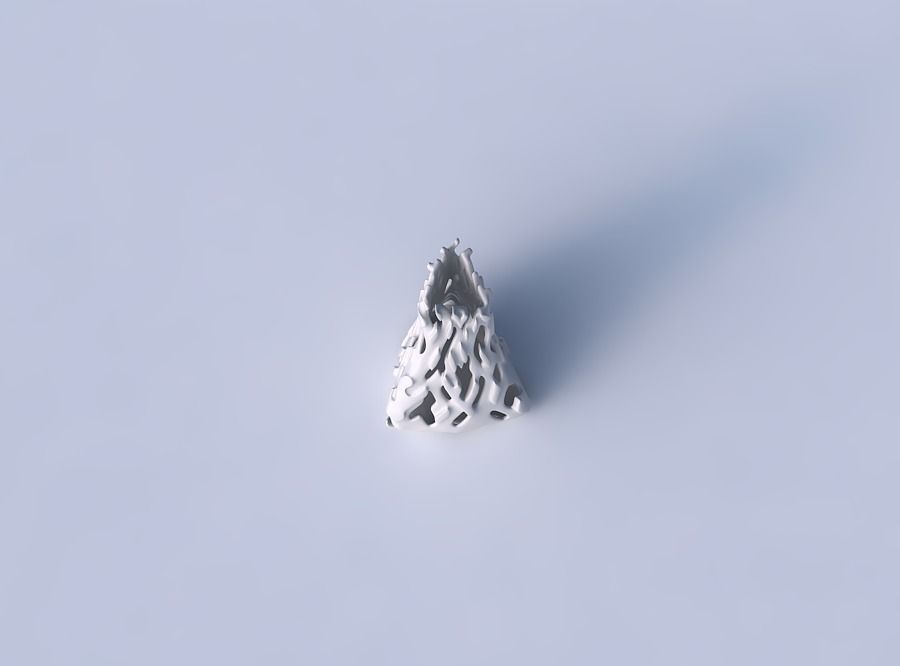 Vase grounded tilted triangle with smooth cuts and bulges 3D print model_2